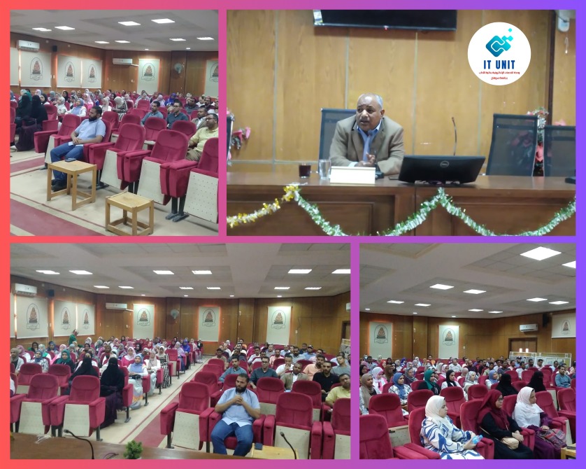 عميد الكلية خلال اجتماعه بأعضاء الهيئة المعاونة .