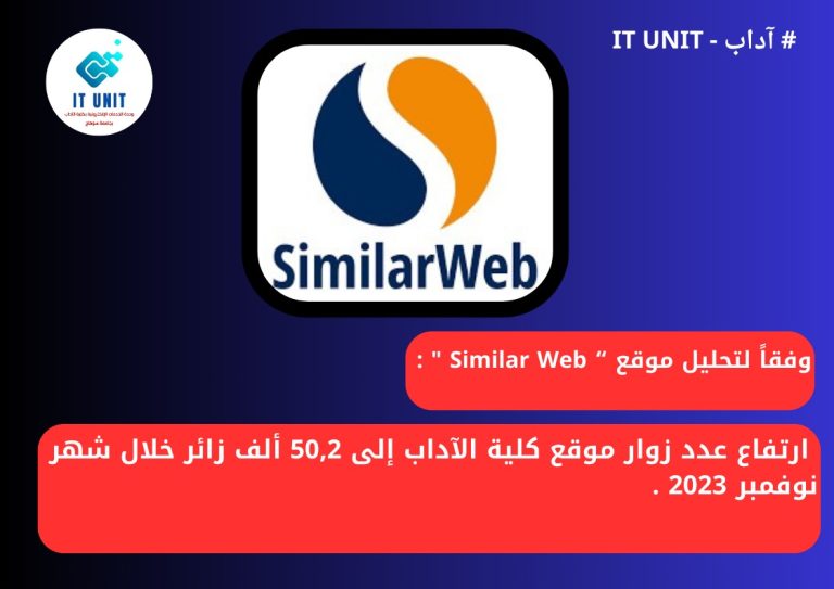 ارتفاع عدد زوار موقع كلية الآداب إلى  50,2 ألف زائر خلال شهر نوفمبر 2023. – 13%من الزوار من السعودية ، و3% من العراق ، 84% من داخل مصر .