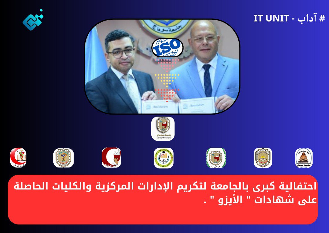 احتفالية كبرى بالجامعة لتكريم الإدارات المركزية والكليات الحاصلة على شهادات ” الأيزو ” .